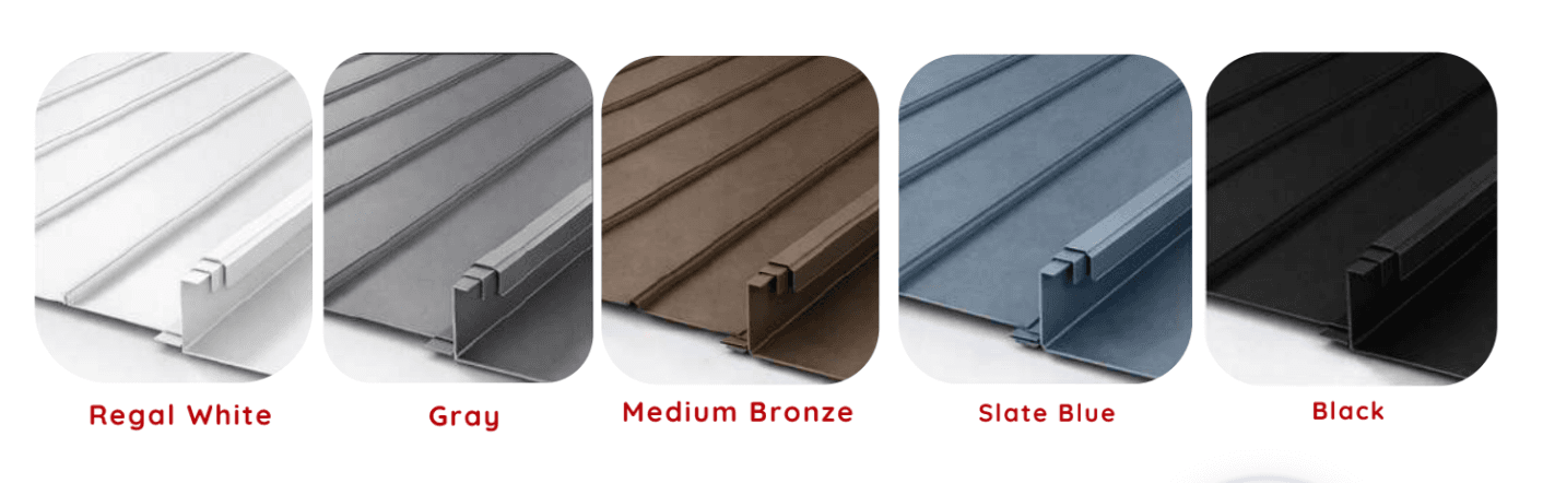 1 1/2" Standing Seam Aluminium Color Options
