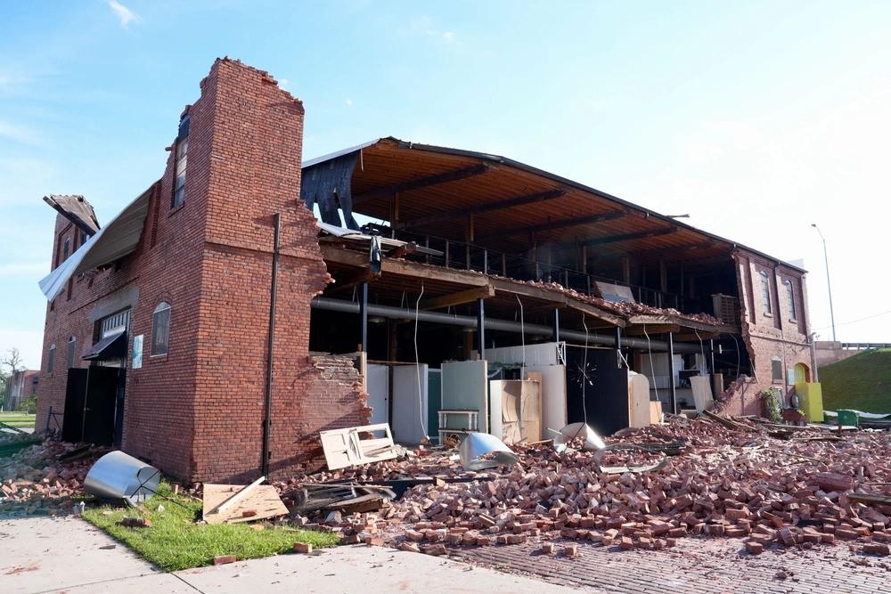 commercial building damaged by hurricane helene